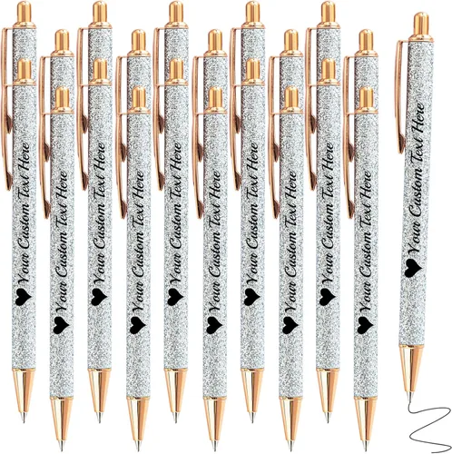 Vista 53 de Hasta 100 bolígrafos personalizados a granel con nombre, bolígrafo con purpurina personalizable, logotipo de negocios, mensaje de texto, regalo