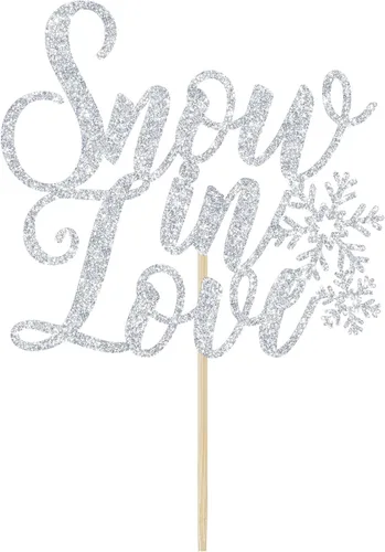 Vista 5 de Decoración para pastel de nieve enamorada, decoración de despedida de soltera de invierno, temática de invierno, compromiso, boda, aniversario
