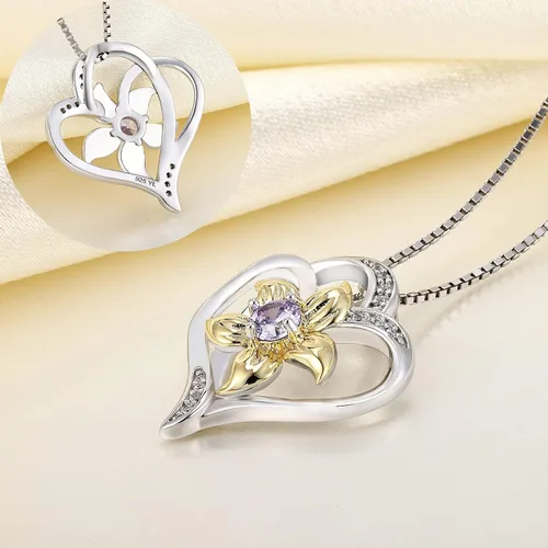 Vista 5 de YL Collar de plata de ley con colgante de flor de lirio para mujer
