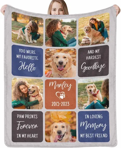 Vista 9 de Artsadd Manta conmemorativa personalizada con fotos para la pérdida de perros y gatos, manta conmemorativa personalizada, regalos de memoria amorosa