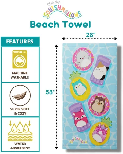 Vista 7 de Franco Squishmallows - Juego de edredón súper suave, juego de sábanas y toallas de playa (7 piezas)