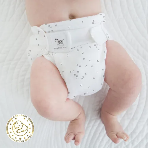 Vista 5 de SmartNappy - Funda híbrida de tela tejida de algodón por Amazing Baby, NextGen + 1 inserto reutilizable de tres pliegues + 1 refuerzo reutilizable