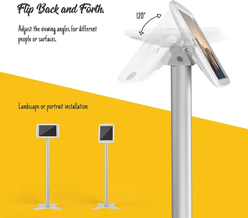 Vista 4 de Soporte de piso ajustable para quiosco de tableta, compatible con iPad 7 8 9 de 10.2 pulgadas, 120 grados giran el recinto de la tableta