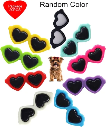 Vista 8 de Pinzas para el pelo de cachorros, 20 piezas de lindos lazos para perros, lentes de sol de corazón, accesorios para el cabello de San Patricio, día