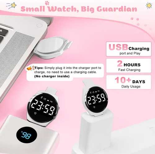Vista 5 de Relojes digitales para niños y niñas, reloj deportivo con rastreador de fitness, podómetro, reloj despertador, cronómetro, no necesita aplicación
