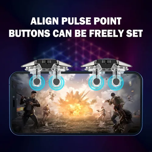 Vista 3 de 2022 New Model Mobile Game Controller Trigger, Mobile Game 6 Finger Trigger Sensitive Target Buttons martphone Game Controller Gamepad for