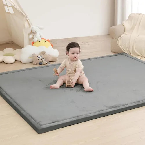 Vista 9 de Huloo Sleep - Tapete de juego para la habitación de bebés y niños pequeños, anticaídas, de espuma elástica de 1.3" de grosor, 28" x 72", terciopelo