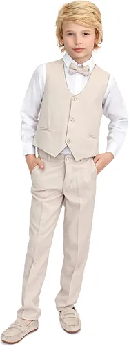 Vista 2 de Lilax Traje formal para niños de 4 piezas, chaleco, pantalones y corbata