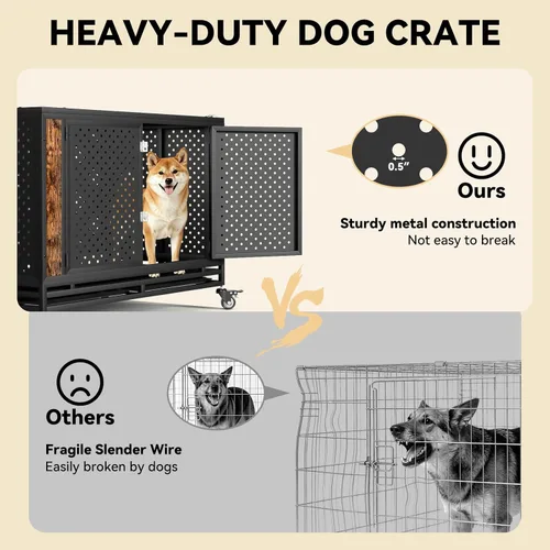 Vista 7 de Snuowu Jaula de perro indestructible resistente de 42 pulgadas para perros de alta ansiedad