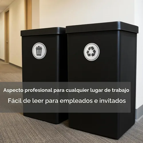 Vista 4 de Juego de 2 calcomanías para botes de basura, resistentes a la intemperie Calcomanías de vinilo impermeables para contenedores de reciclaje y cubos