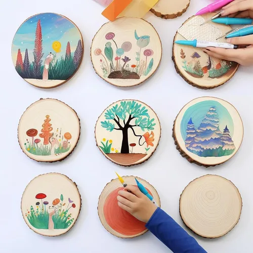 Vista 4 de Juego de 6 rebanadas grandes de madera sin terminar para centros de mesa, redondas de madera de 8 a 9 pulgadas para centros de mesa de manualidades