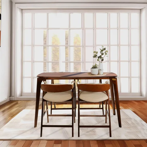 Vista 2 de CONSDAN Juego de 2 sillas de bar de madera maciza que ahorran espacio, diseño compacto y elegante, acabado natural para el hogar y el apartamento