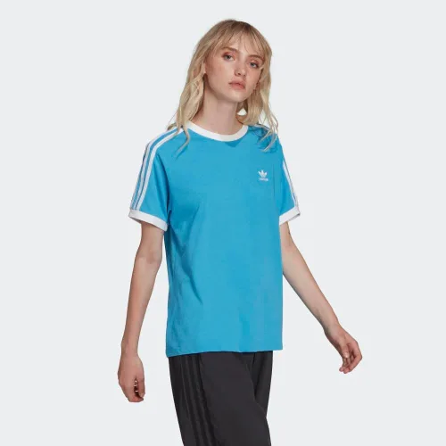 Vista 4 de adidas Originals Camiseta de 3 rayas para mujer, Rojo (Flash Red)