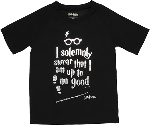 Vista 4 de Harry Potter Intimo - Conjunto de pijama de manga corta para niños grandes Up to No Good Negro