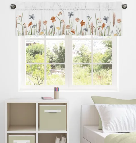 Vista 2 de Sweet Jojo Designs Cenefa de ventana de jardín floral bohemio para niña de flores, tratamiento de cortina para habitación de bebé, habitación