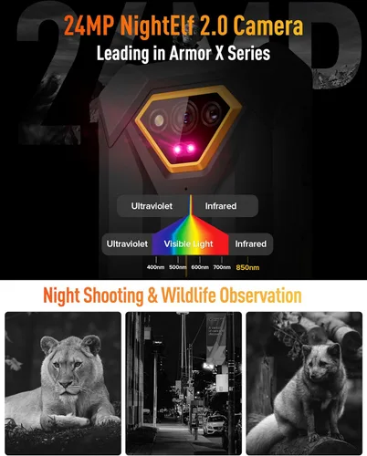 Vista 4 de Ulefone Armor X13 Teléfonos resistentes desbloqueados, IP68/IP69K teléfono impermeable, MTk Helio G36 12GB+64GB, cámara de visión nocturna de 50