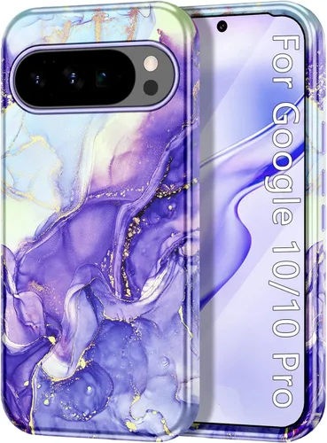 Vista 42 de Btscase Funda para Google Pixel 9 Pro 2024 [grado militar a prueba de golpes] elegante patrón de mármol delgado protector 3 capas de policarbonato