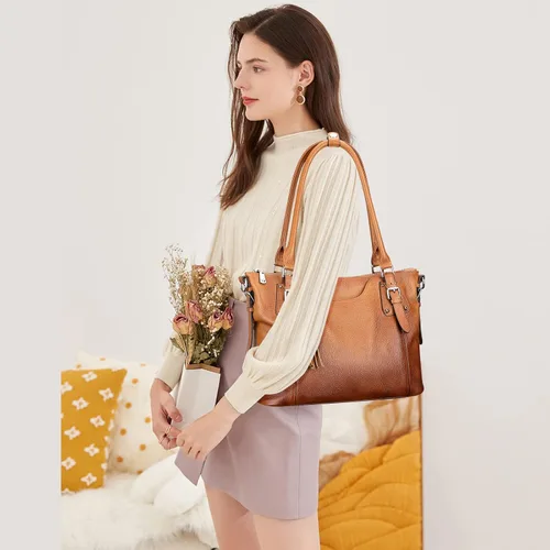 Vista 3 de Over Earth Bolsos de hombro para mujer, bolso cruzado de cuero suave