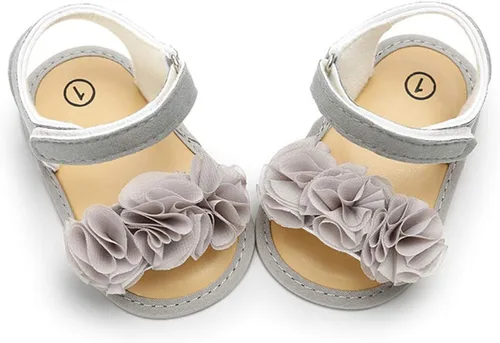 Vista 4 de Timatego Sandalias de verano para bebés y niñas con suela suave de flores, zapatos de vestir para cuna, recién nacidos, para recién nacidos