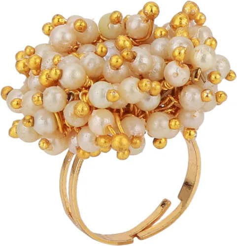 Vista 5 de Efulgenz Rakhi Gifts for Sister Indian Bollywood Faux Pearl Beads Bridal Choker Necklace Earrings Bracelet Bangles Ring Jewelry Set Raksha Bandhan