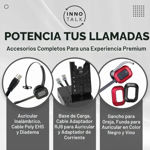 Vista 7 de INNOTALK Auriculares inalámbricos compatibles con Poly Polycom VVX300, VVX310, VVX400, VVX410 y cualquier modelo VVX con paquete de cable
