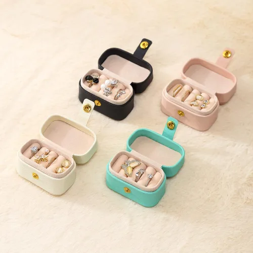 Vista 7 de CASEGRACE Pequeña caja de joyería para anillos, mini joyero de viaje, estuche de almacenamiento portátil para anillos y aretes, regalos para mujeres