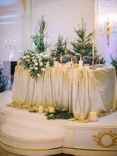 Vista 8 de ShinyBeauty - Mantel rectangular de lentejuelas (60” x 102”), diseño de bodas y fiestas de Navidad LightGold