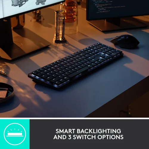 Vista 10 de Logitech MX Teclado inalámbrico iluminado mecánico de tamaño completo, lineal y MX Master 3S Performance Wireless Bluetooth Mouse Bundle, macOS