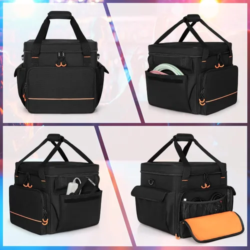 Vista 3 de LUXJA Bolsa acolchada para 2 luces de efecto o luces de cabeza móvil, bolsa de luz de efecto con divisor interior y bolsillos para accesorios