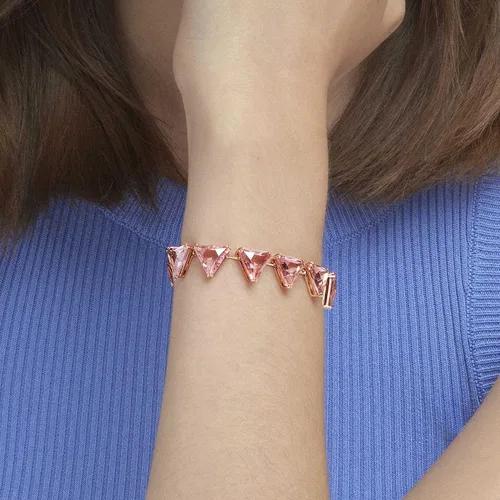 Vista 2 de Swarovski Ortyx - Colección de joyas de pulsera de cristal de corte triangular, oro rosa y acabado en tono rodio