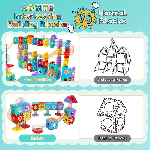 Vista 3 de AOSITE 234 PCS STEM Marble Run Building Learning Toy Kid Gift