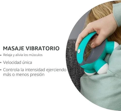 Vista 2 de Homedics Homedics, Quatro Mini Massager de mano con agarre a mano, masaje de vibración con batería, 4 nodos de masaje, alimentado por 2 baterías AAA