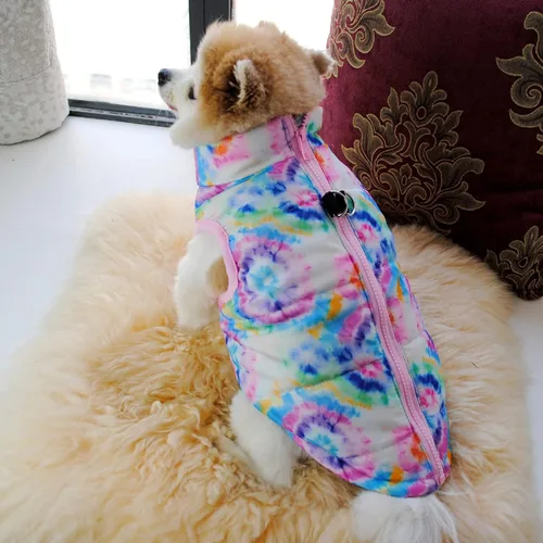 Vista 2 de Ropa para mascotas, abrigo de invierno para perro con cremallera y gancho para correa, chaleco para cachorro, chaqueta, disfraz cálido para perros