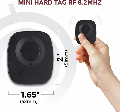 Vista 3 de Mini etiquetas de seguridad RF 8.2MHz con pin - 250 unidades - Seguridad de punto de control compatible para prevención de robos - para ropa