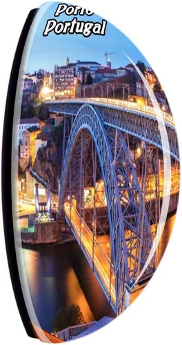 Vista 2 de Puente de Dom Luis I Porto Portugal Imán para nevera 3D Cristal Turístico Ciudad Viaje Recuerdo Colección Regalo Fuerte Etiqueta Adhesiva