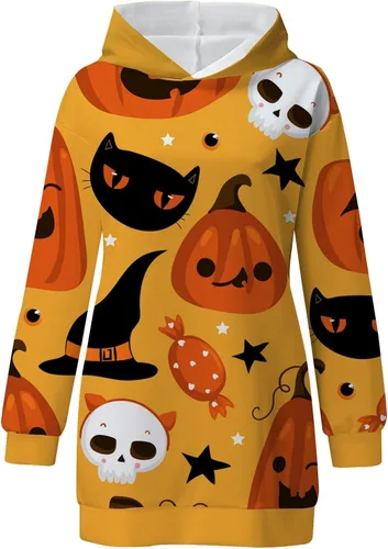 Vista 3 de Vestido de Halloween para mujer 2022 con capucha para otoño e invierno
