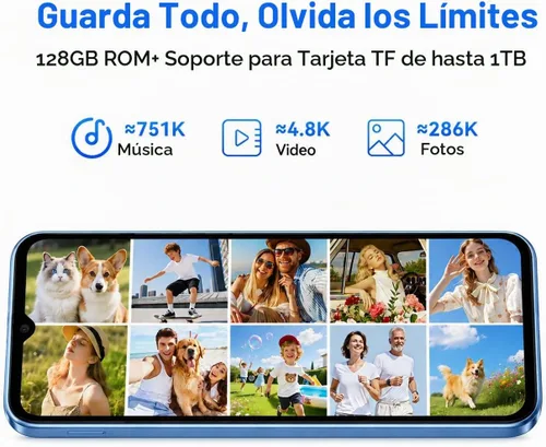 Vista 14 de Blackview Wave 10 Teléfono celular desbloqueado, Smartphones para T-Mobile Android 16, 6.88 pulgadas, 120 Hz, 32 GB + 128 GB, 1 TB expandible, 32