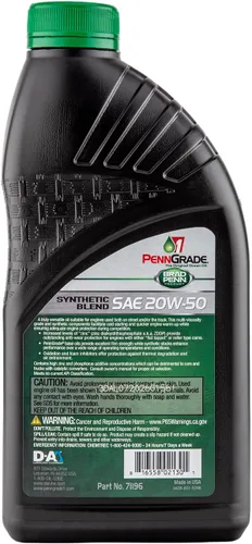 Vista 7 de PENN GRADE 1, aceite sintético de alto rendimiento SAE 20W-50,1 cuarto de galón (paquete de 1)