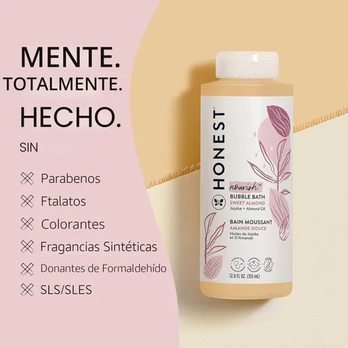Vista 5 de The Honest Company Baño Espumoso de Burbujas, Suave para Bebé, De Origen Natural, Sin Lágrimas, Hipoalergénico, Nutrición de Almendra Dulce, 12 fl oz