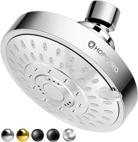 Vista 10 de Cabezal de ducha filtrado con 5 modos, HOPOPRO - Cabezal de ducha de alta presión con filtro, cabezal de ducha fijo 2 en 1 para agua dura, elimina