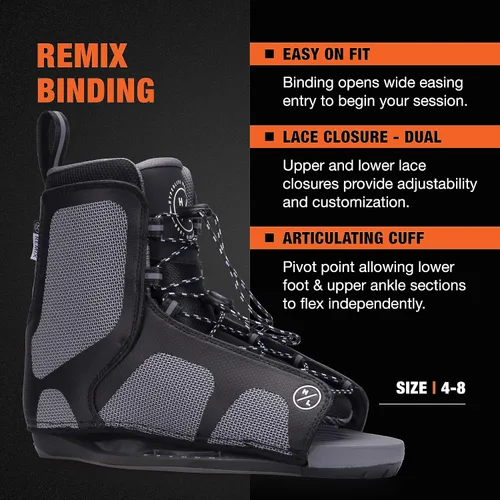 Vista 4 de Hyperlite Cryptic Wakeboard + Remix Bindings Wakeboard Paquete - Perfecto para ciclistas intermedios a avanzados