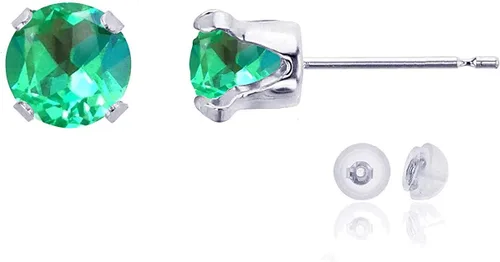 Vista 63 de Aretes de tuerca de plata de ley 925 chapados en oro de 14 quilates macizo, oro amarillo, blanco o rosa de 0.236 in Amatista