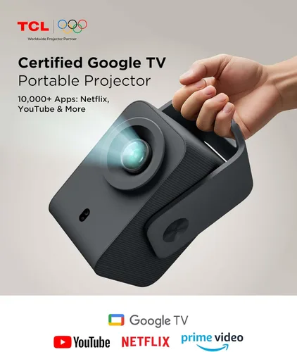 Vista 3 de TCL Proyector inteligente C1 compatible con 4K, compatible con Google TV, WiFi y Bluetooth, enfoque automático/Keystone, 1080P HDR10, Dolby Audio