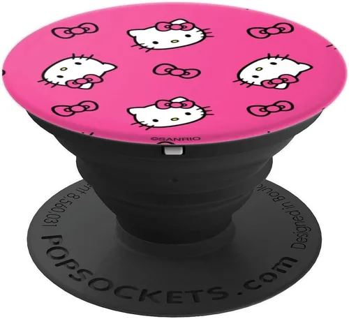 Vista 4 de Hello Kitty PopSockets con patrón de lazos PopGrip estándar