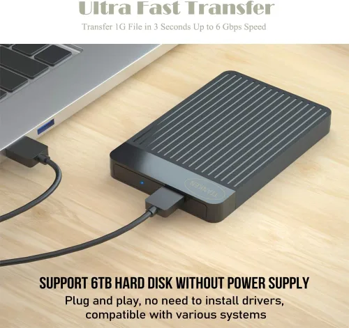 Vista 4 de Disco duro externo portátil ultra delgado de 250 GB, 2.5 pulgadas, USB 3.0, almacenamiento HDD para Mac, PC, portátil, PS4, Xbox one