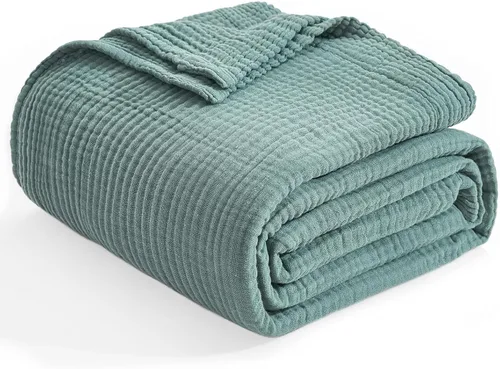 Vista 4 de EMME Mantas de muselina para bebé, 100% algodón, arrullo de gasa de 4 capas de 40 x 50 pulgadas, ligeras, suaves, transpirables, para niños