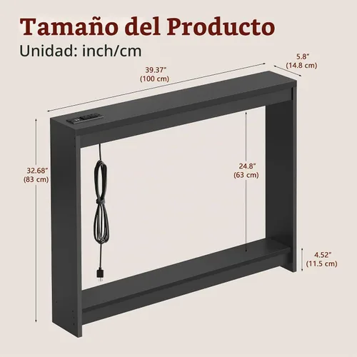 Vista 3 de FAVOOSTY Mesa de sofá de 39.4 pulgadas, mesa de consola estrecha y delgada para sala de estar, pasillo, entrada, mesa decorativa con almacenamiento