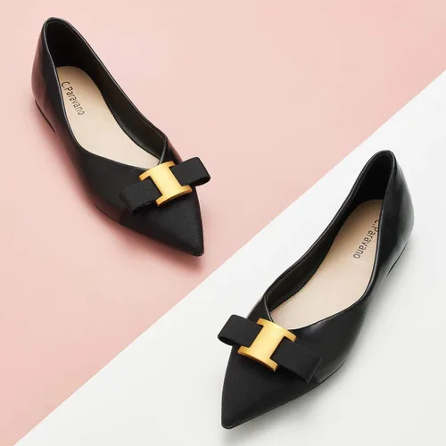 Vista 3 de C.Paravano Zapatos planos para mujer Zapatos de ballet con punta Negro