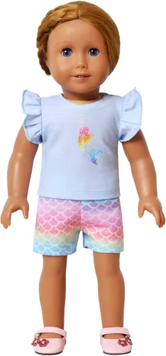 Vista 5 de CHILDRENSTAR Pijama de niña a juego y muñeca Sets verano Pjs Flutter manga ropa de dormir