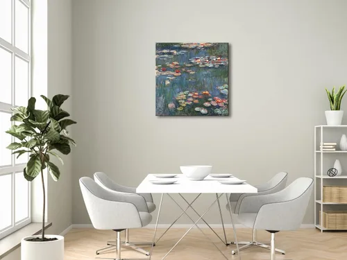 Vista 3 de Wieco Art Lienzo envuelto en galería de lirios de agua 1916 por Claude Monet famosas pinturas al óleo, obra de arte sobre lienzo, arte de pared